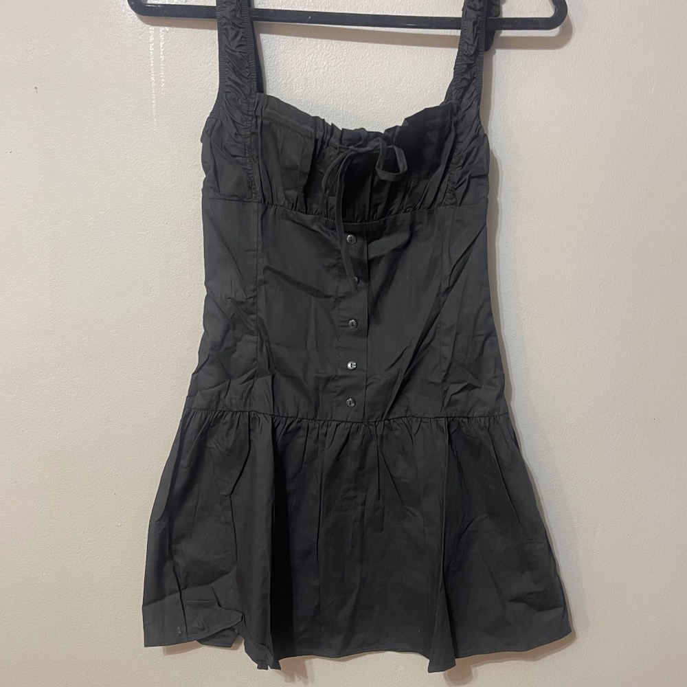 Lioness Black Mini Dress with Square Neck & Button Front - Picture 5 of 5